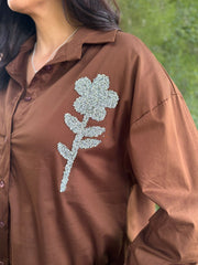 Chocolate Diamante Flower Shirt Kristie