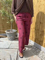 Wine Polka Dot Trousers Tiana