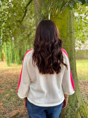Cream Striped Detail Knit Polly