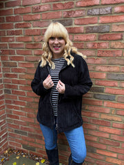 Black Chenille Zip Hoodie Carrie