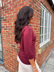 Wine Jewel Embellished Knit Sandra