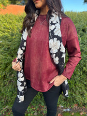 Wine Brushstrokes Shimmer Sweat Top Natalia