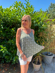 Khaki Ditsy Floral Vest Top Lyra