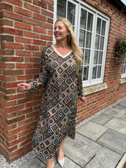 Teal Diamond Shimmer Dress Freya