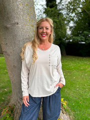 Stone Stud Pocket Top Serena