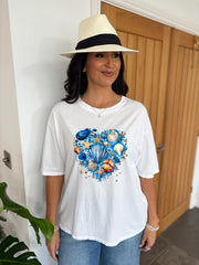 White Marine Heart Tee Sally
