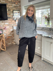 Grey Reverse Button Knit Cardi Larissa