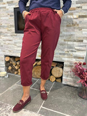 Wine Frill Pocket Trousers Sasha