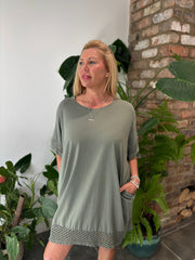Khaki Crochet Trim Dress Sabrina