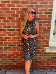 Natural Leopard Sleeveless Dress Tiana