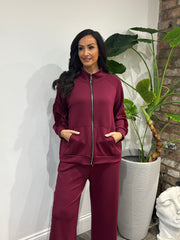 Wine Sequin Velour Trim Jacket Trixie