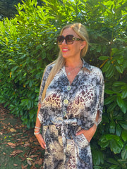 Navy Mixed Animal Print Shirt Davina