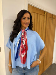 Blue Button Front Knit Zelda