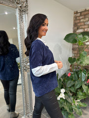 Navy Shimmer Layered Top Ellis