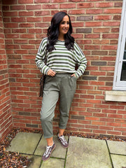 Khaki Frill Pocket Trousers Sasha