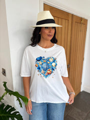 White Marine Heart Tee Sally