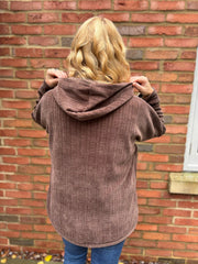 Chocolate Chenille Zip Hoodie Carrie