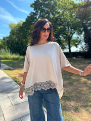 Stone Lace Hem Tee Beryl