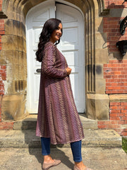 Wine Pattern Stripe Shimmer Cardigan Freya