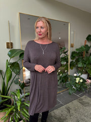 Chocolate Soft Touch Tunic Dress Alma