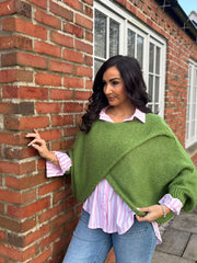 Pistachio Knitted Wrap Jumper Nell