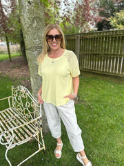 Lemon Net Sleeve Applique Tee Gemma