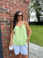 Green Bubble Cotton Tie Detail Vest Miley