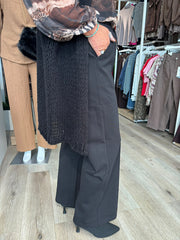 Black Drawstring Seam Front Trousers