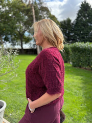 Wine Short Sleeve Chevron Knit Kenna