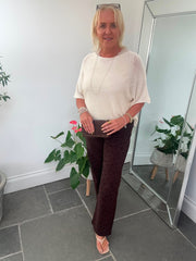 Chocolate Polka Dot Wide Leg Jeans