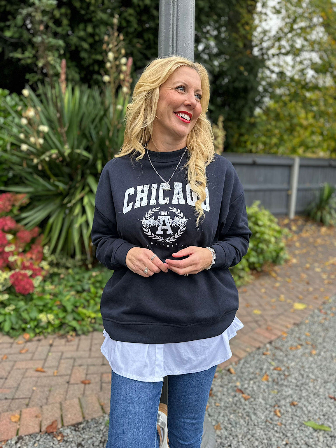 Navy Chicago Oversized Sweatshirt Eden Tillett s