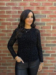 Black Leopard Mesh Top Helen