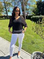 Black Open Weave Knit Cassandra