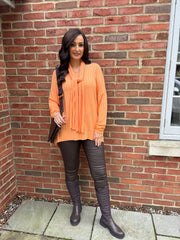 Orange Ribbed Scarf Top Zeta