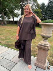 Chocolate Sequin Star Trousers Taryn