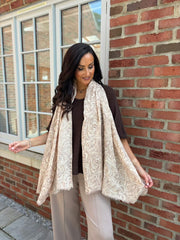 Stone Swirl Print Raw Edge Scarf