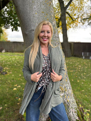 Khaki Soft Drape Cardi Flora