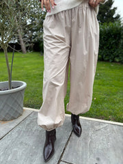 Stone Pull on Cuffed Trousers Raven