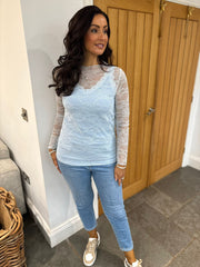 Blue Lace Mesh Top Tiffany