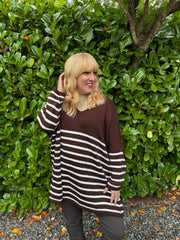 Chocolate Stripe Knitted Jumper Anne
