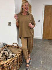 Camel Barrel Leg Joggers Clarice