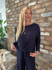 Navy Tie Front Top Juliet