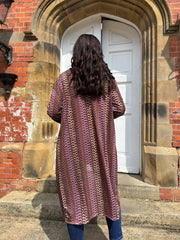 Wine Pattern Stripe Shimmer Cardigan Freya