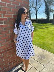 White Polka Dot Bubble Cotton Dress Mandy