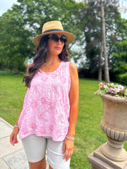 Pink Embroidered Daisy Pattern Vest Stella
