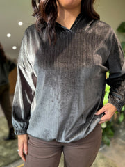 Charcoal Sparkle Velour Hoodie Colette