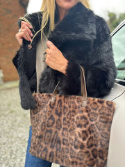 Black Cropped Faux Fur Coat