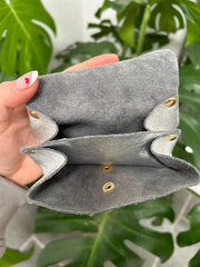 Silver Metallic Double Button Purse