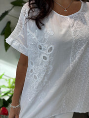 White Embroidered Top Zella
