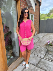 Lipstick Pink Flower Detail Vest Nina